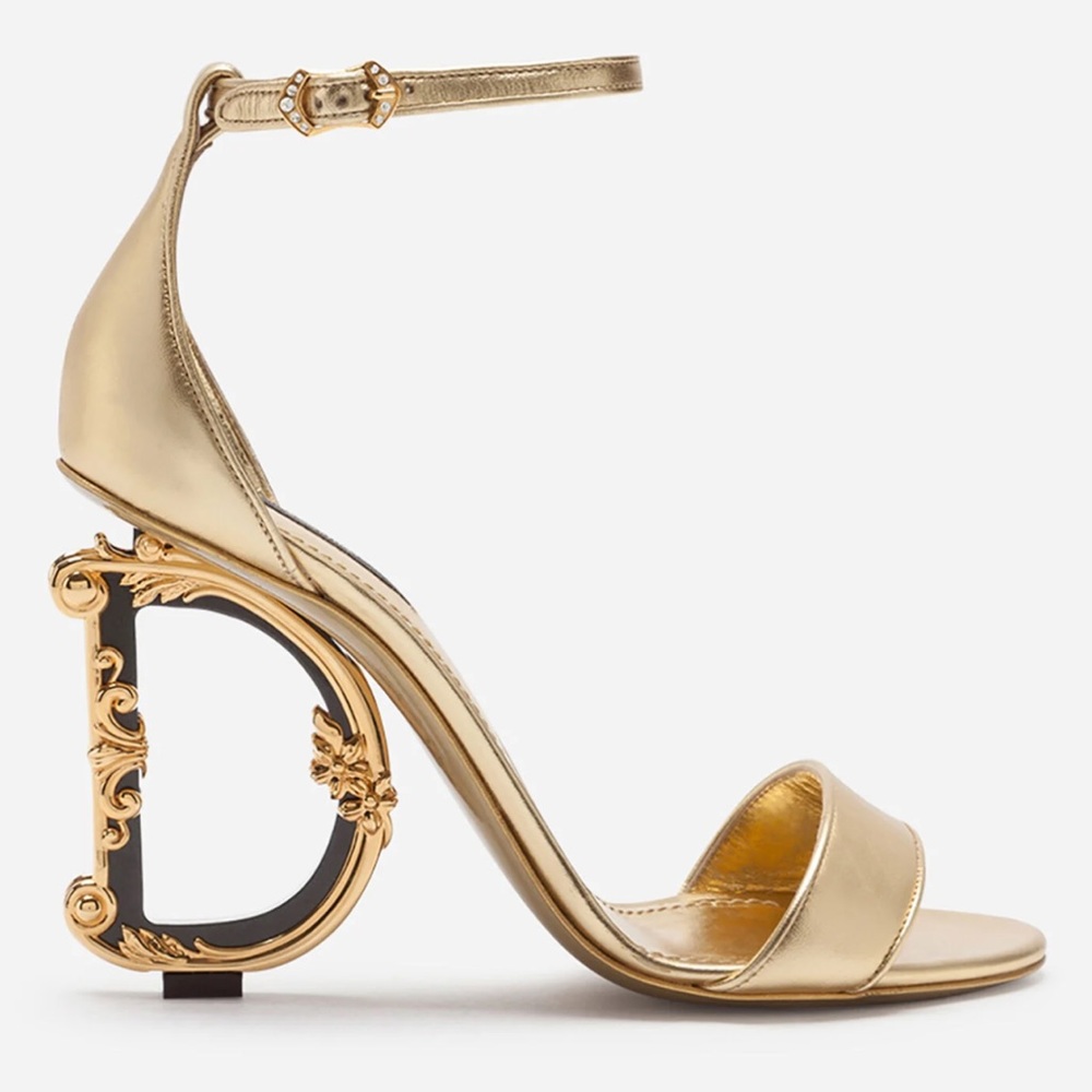 Nappa mordore sandals with baroque DG heel